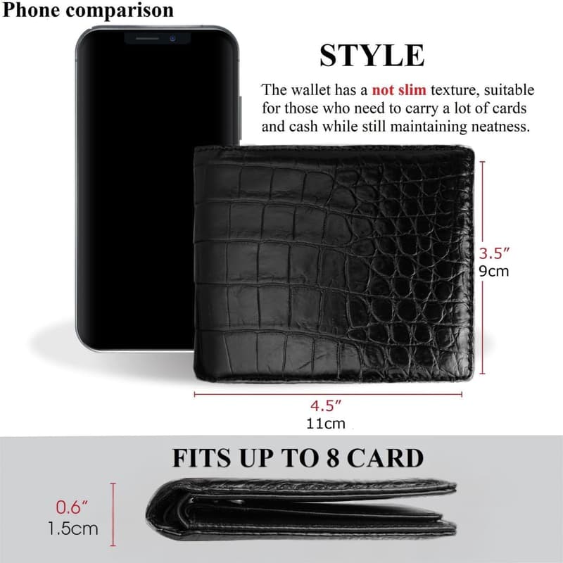Handmade Croc Leather Wallet with RFID for Men - Birthday Gift