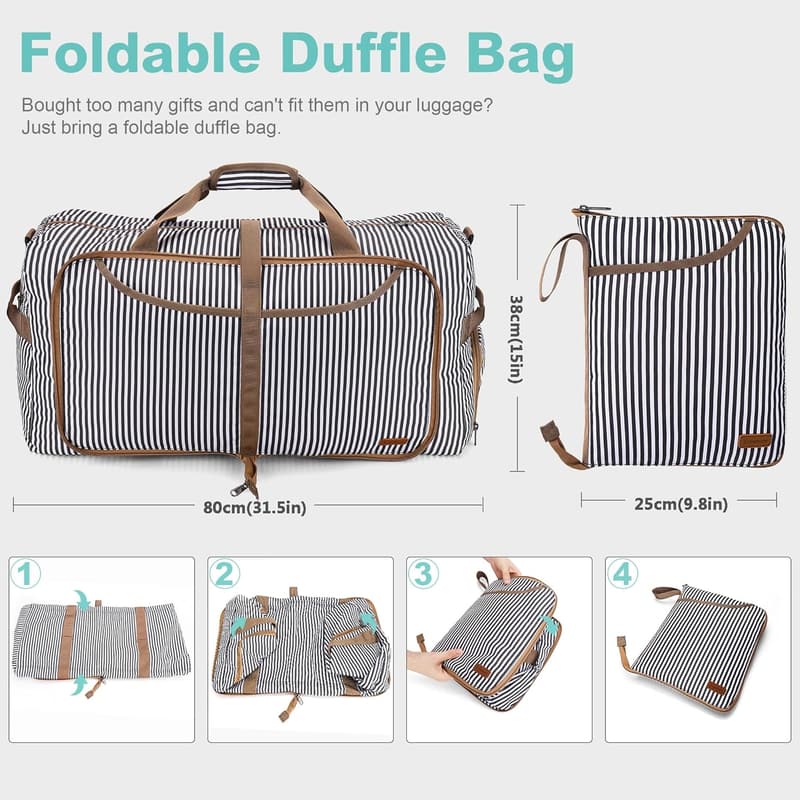 Large Waterproof Travel Duffle Bag with Shoe Compartment