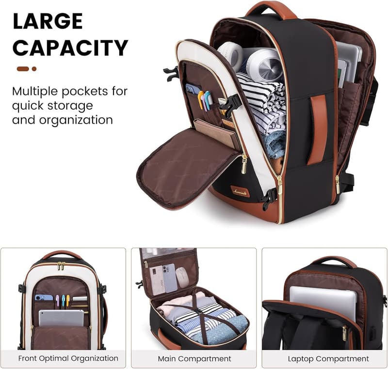 40L Travel Backpack with Packing Cubes for Men & Women