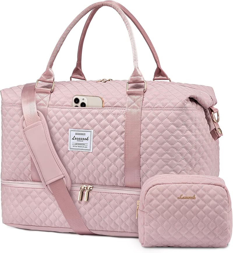 Women’s Travel Duffle Bag with Shoe Compartment & Wet Pocket