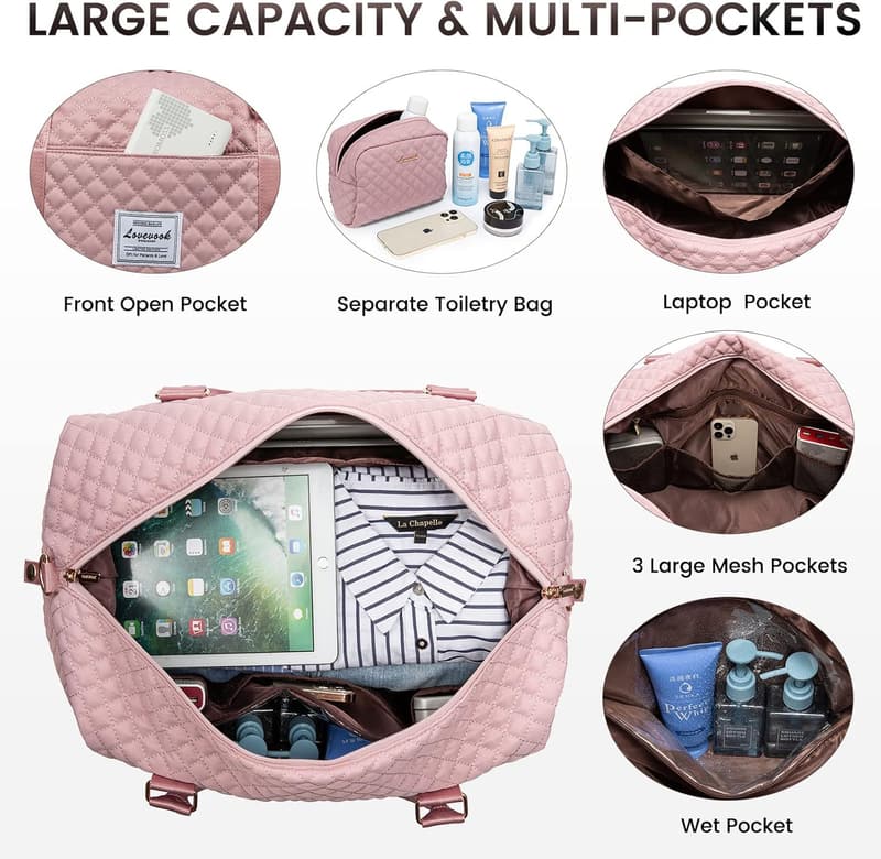 Women’s Travel Duffle Bag with Shoe Compartment & Wet Pocket