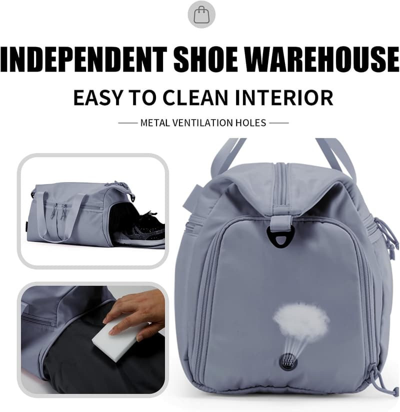 Travel Duffel Bag with Shoe Compartment & Wet Pocket