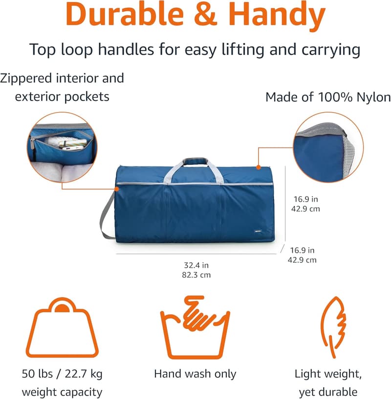 Extra Large Foldable Duffle Bag - Lightweight Durable Nylon