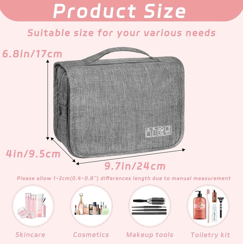 Waterproof Travel Toiletry Bag with Hanging Hook for All