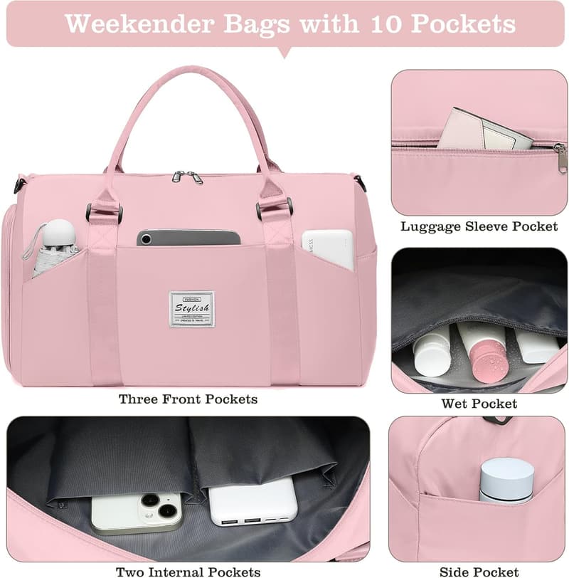 Travel Duffle Bag with Shoe Compartment for Women and Men