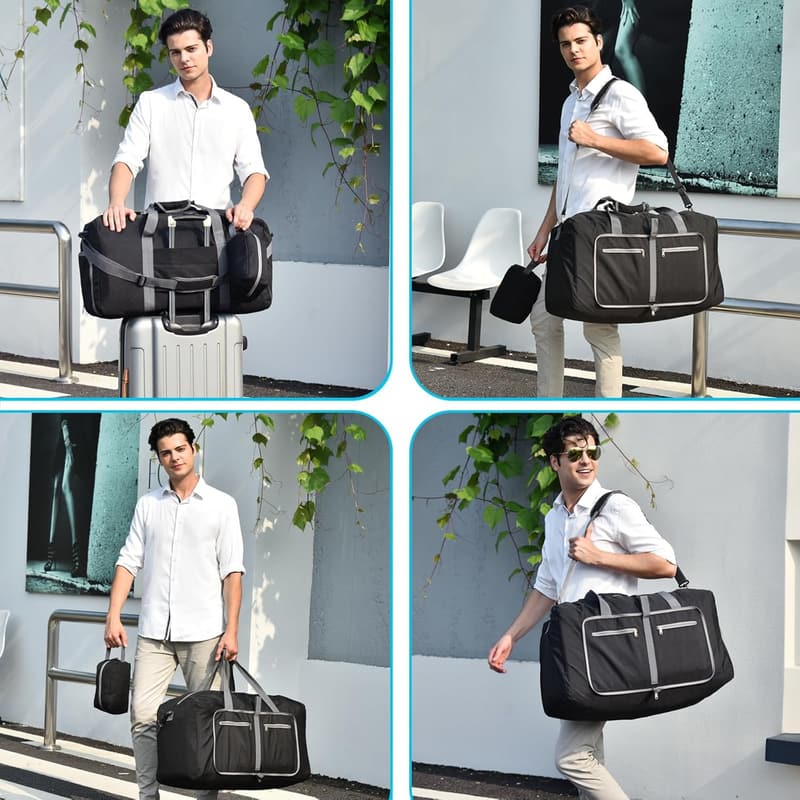 Waterproof Foldable Duffle Bag with Shoe Compartment for Travel