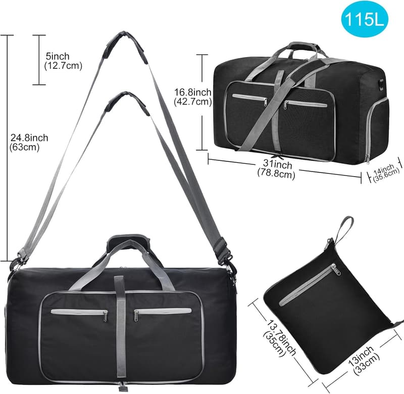 Waterproof Foldable Duffle Bag with Shoe Compartment for Travel