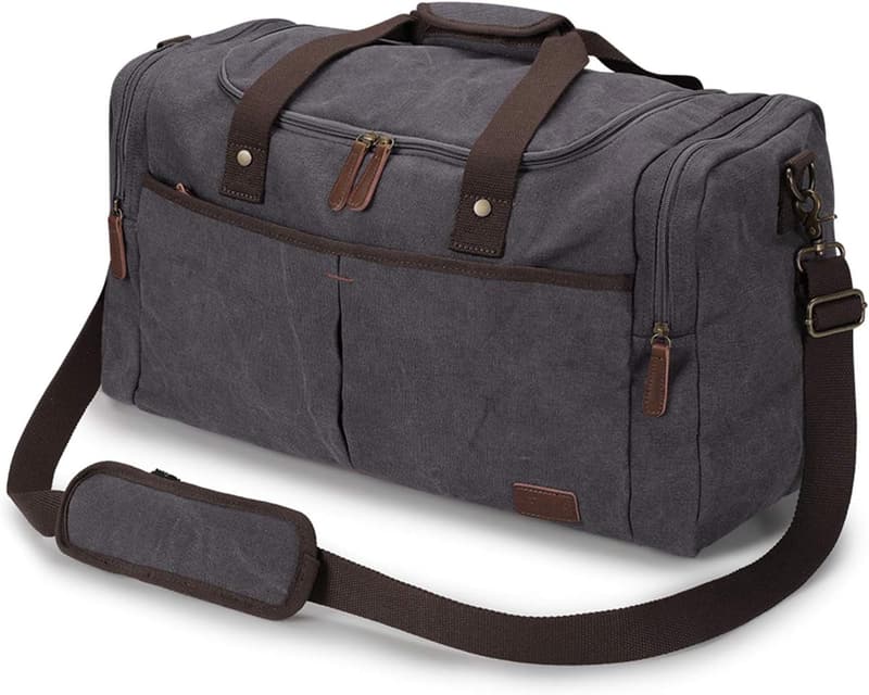 Expandable Canvas Duffle Bag with Shoes Compartment for Travel