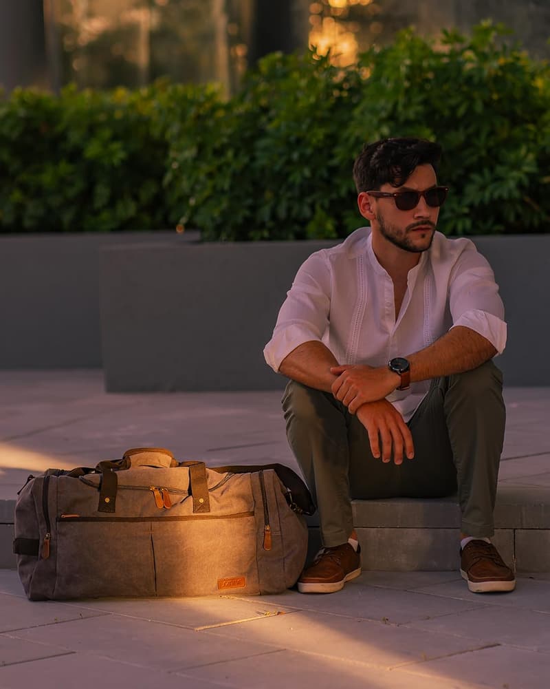 Expandable Canvas Duffle Bag with Shoes Compartment for Travel