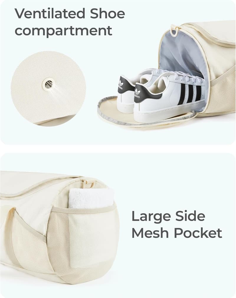 Lightweight Duffel Gym Bag with Shoe Compartment and Wet Pocket
