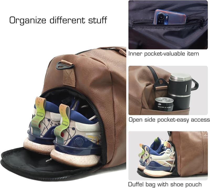 Waterproof Gym Duffel Bag with Shoe Pouch & Insulated Pocket