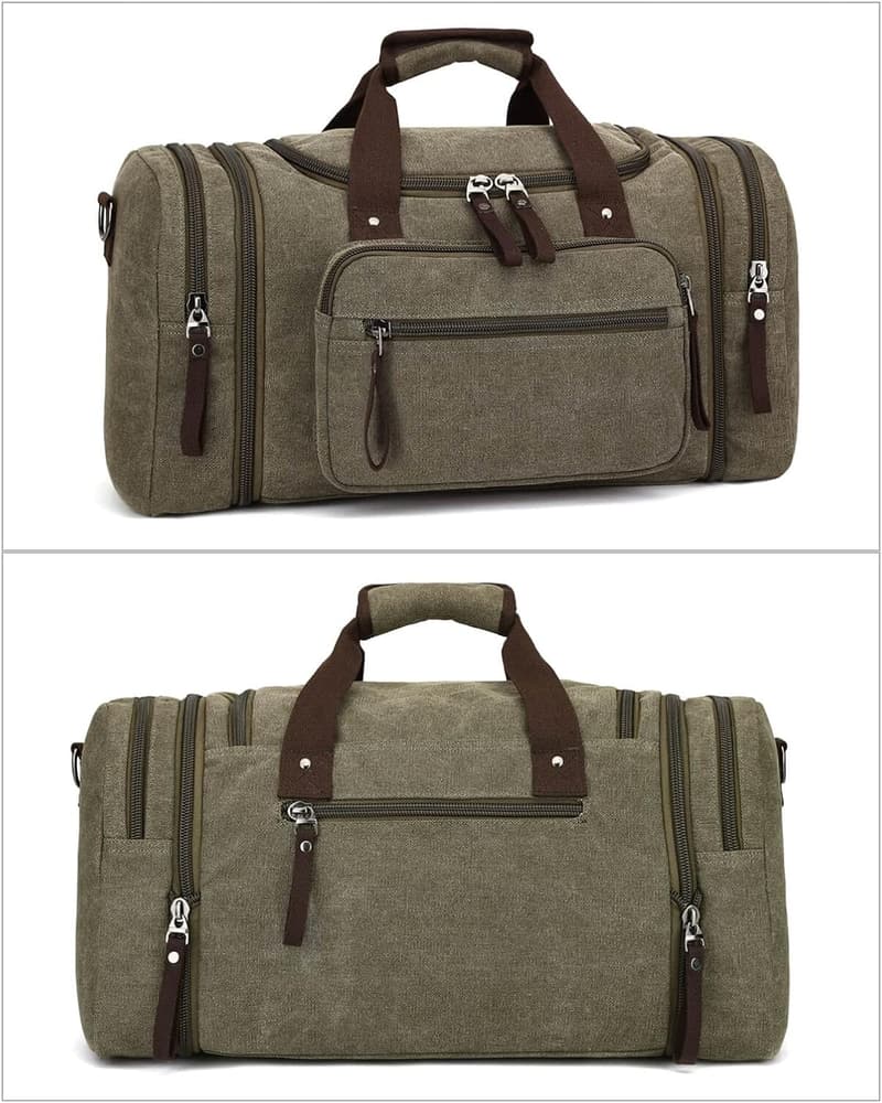 Large Green Canvas Duffle Bag for Travel & Weekender Use