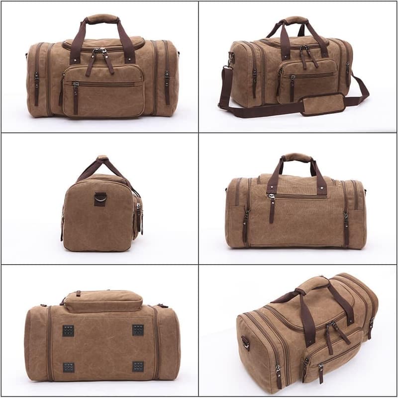 Large Green Canvas Duffle Bag for Travel & Weekender Use