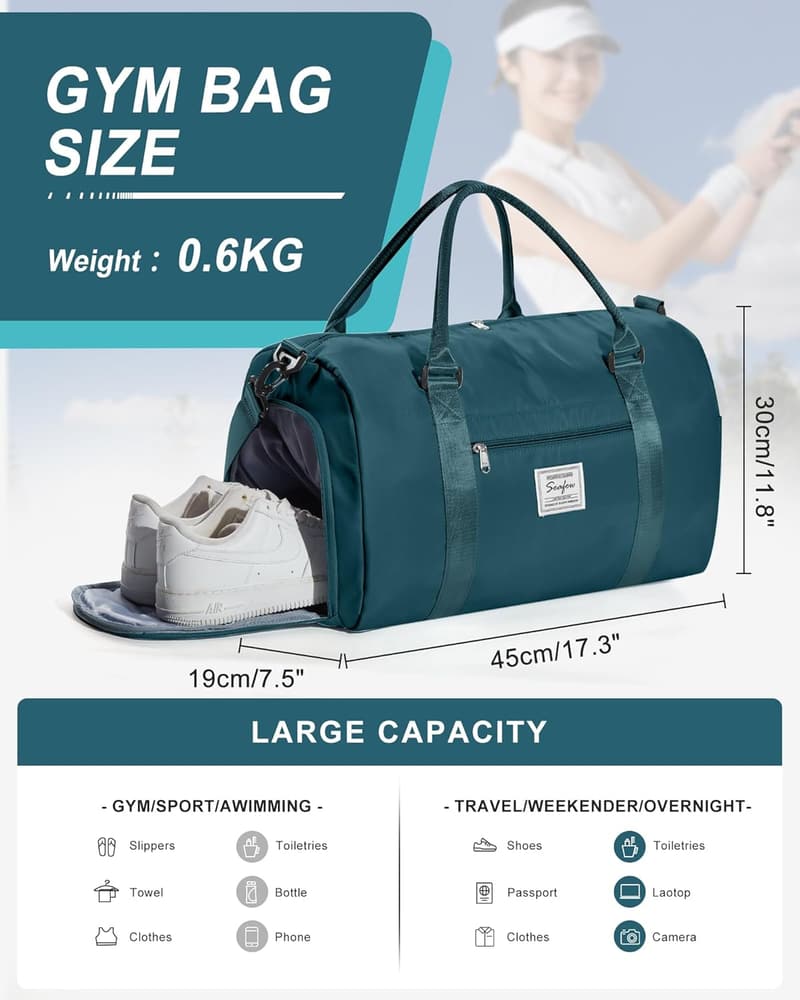 Women's Travel Duffel Bag - Sport Tote for Weekends