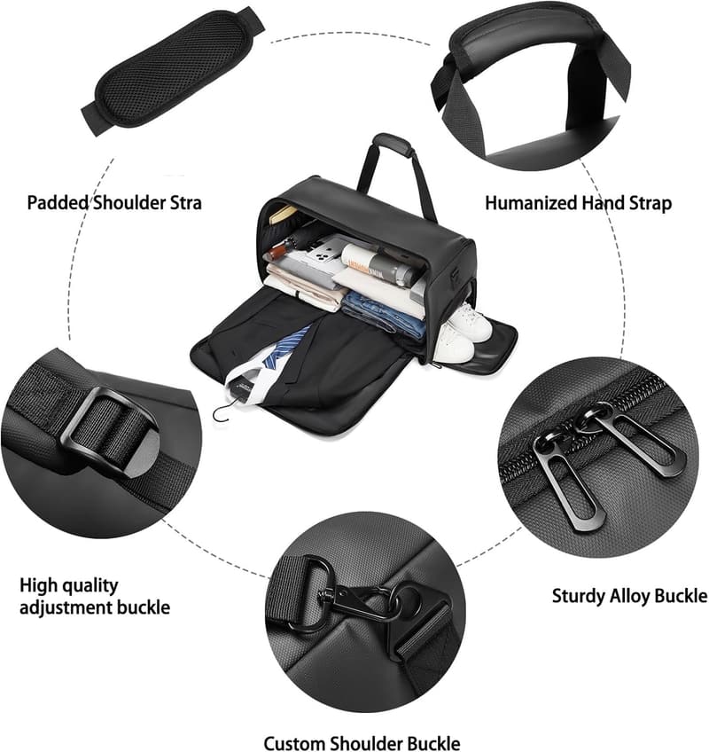 Convertible Garment Duffle Bag with Shoe Compartment for Travel