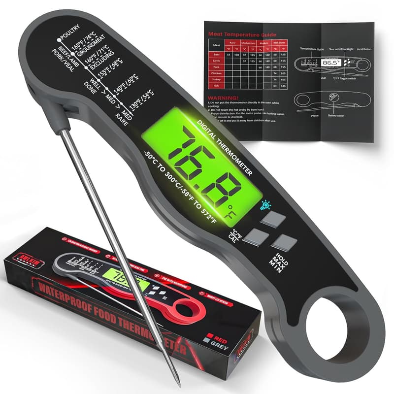 Digital Instant Read Meat Thermometer - Waterproof Kitchen Gadget