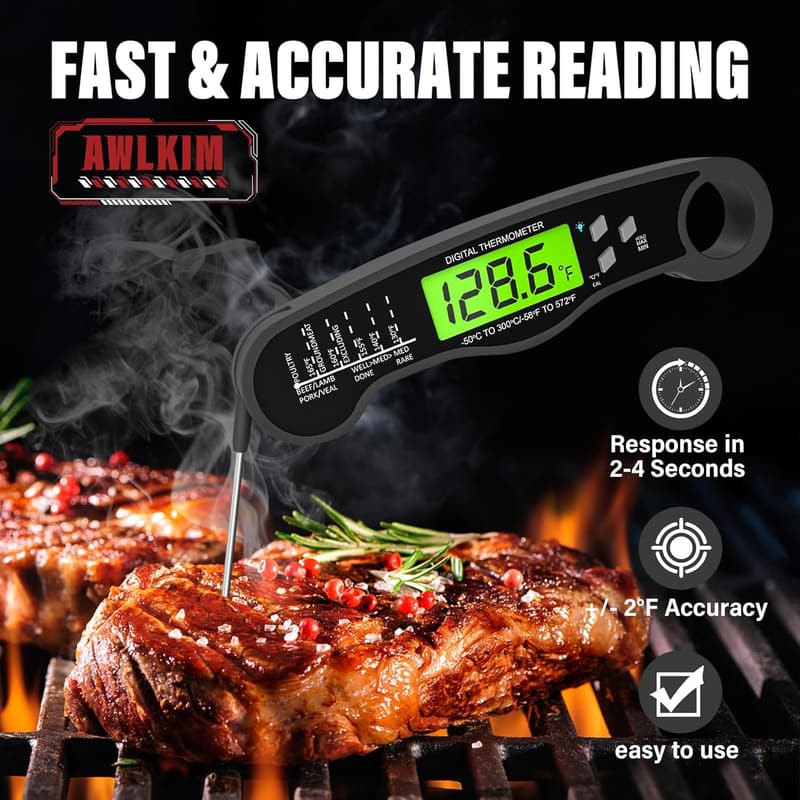 Digital Instant Read Meat Thermometer - Waterproof Kitchen Gadget