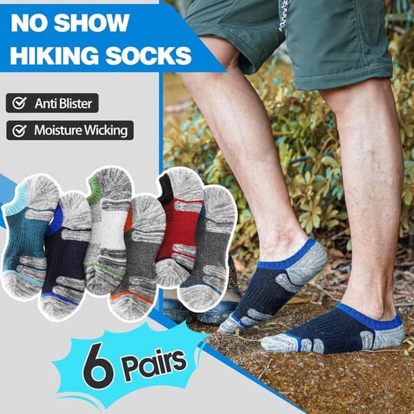 Thermal Merino Wool No Show Socks for Men & Women - 6 Pairs