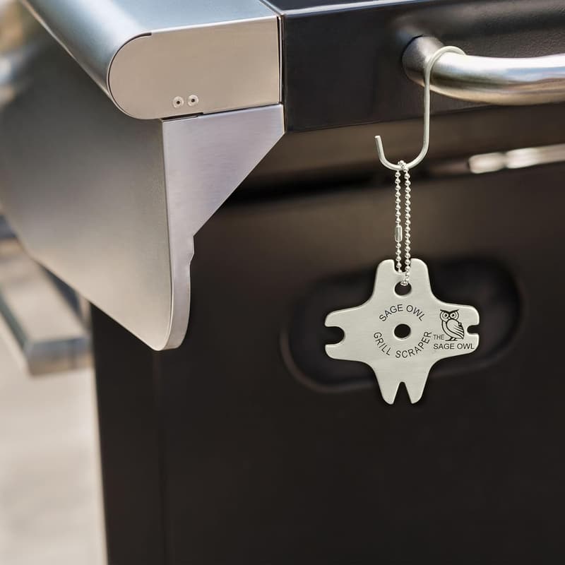 BBQ Grill Scraper - Bristle-Free Stainless Steel, Safe for Outdoor Grills