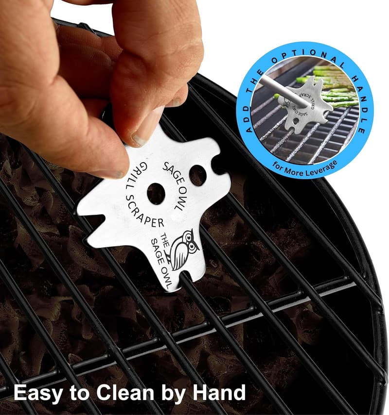 BBQ Grill Scraper - Bristle-Free Stainless Steel, Safe for Outdoor Grills