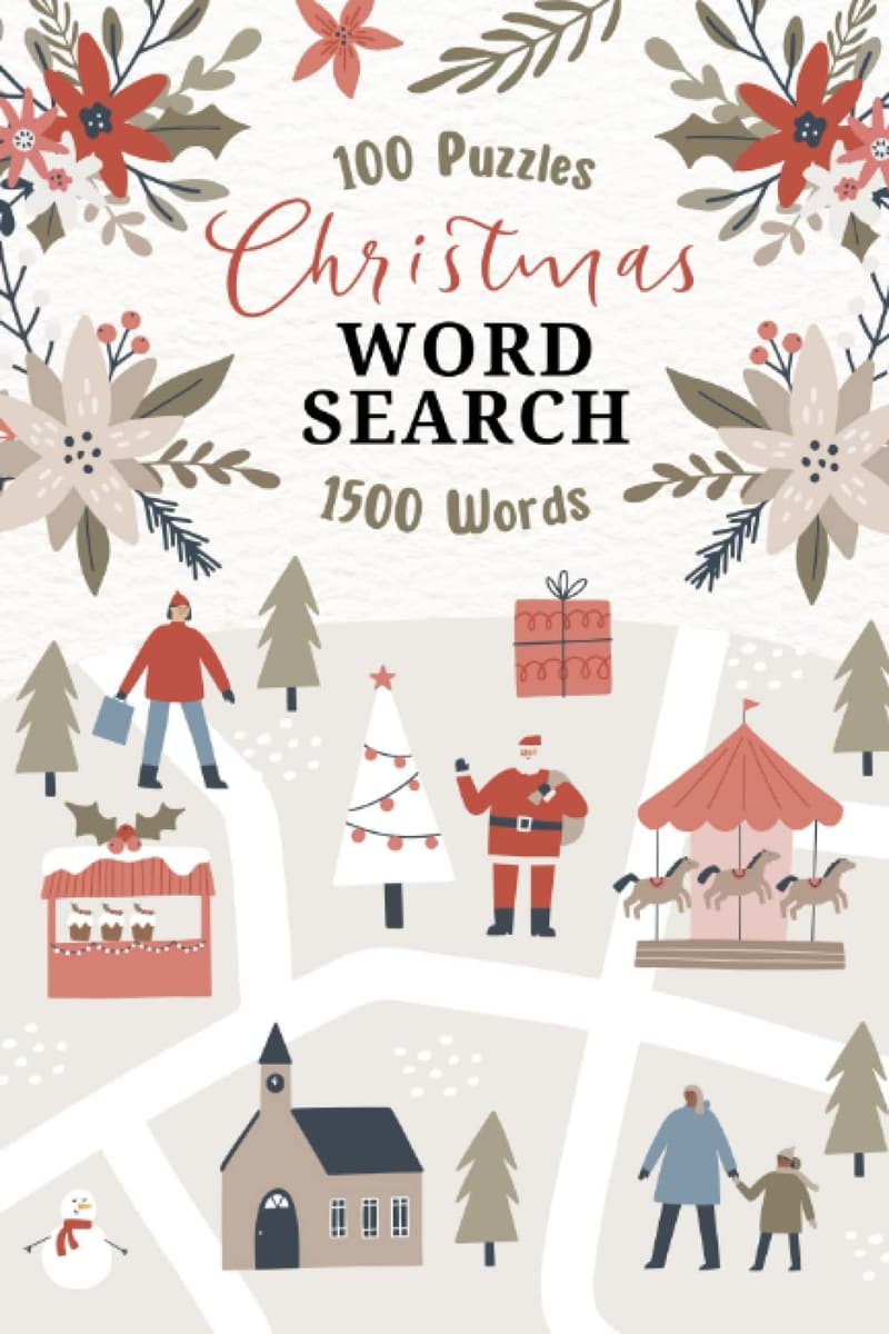 Christmas Word Search Puzzle Book for Adults - 1500 Words, 4 Levels