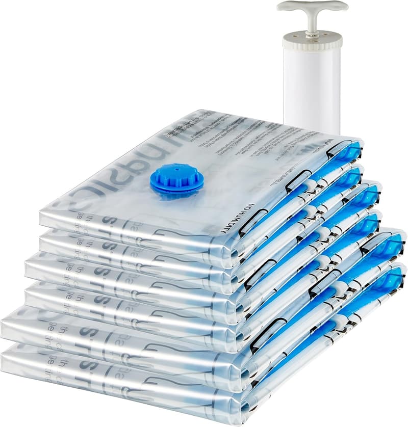 Vacuum Compression Storage Bags - 6-Pack for Space Saving