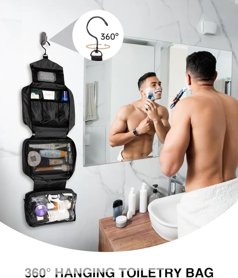 Portable Hanging Toiletry Bag for Women & Men - Large Organizer
