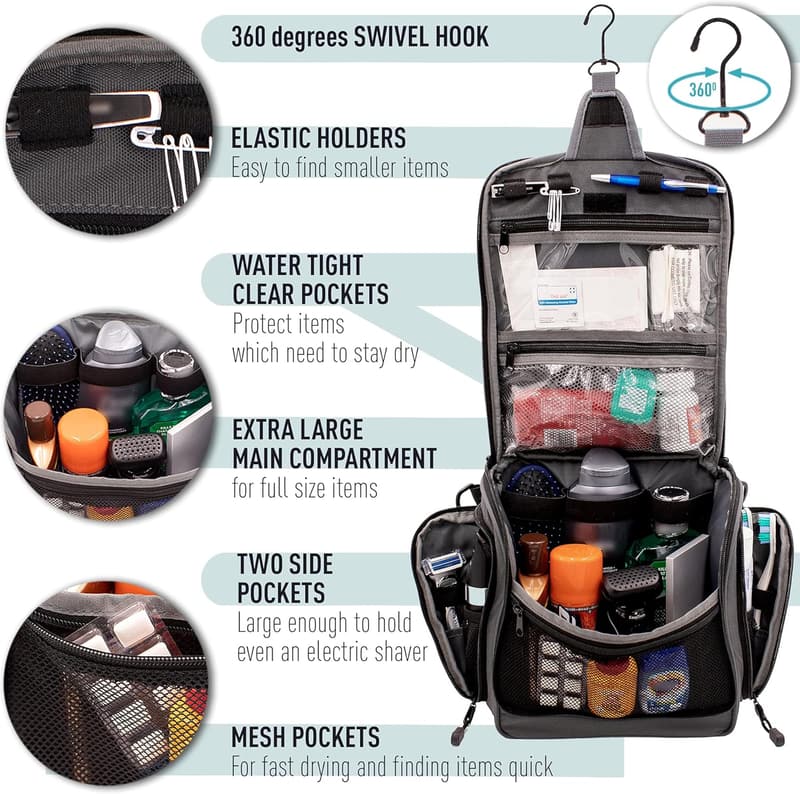 Extra Large Water-Resistant Tactical Toiletry Bag for Men