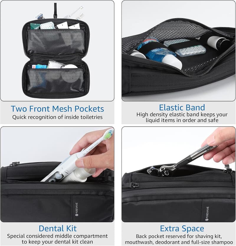 Waterproof Black Men's Travel Toiletry Bag