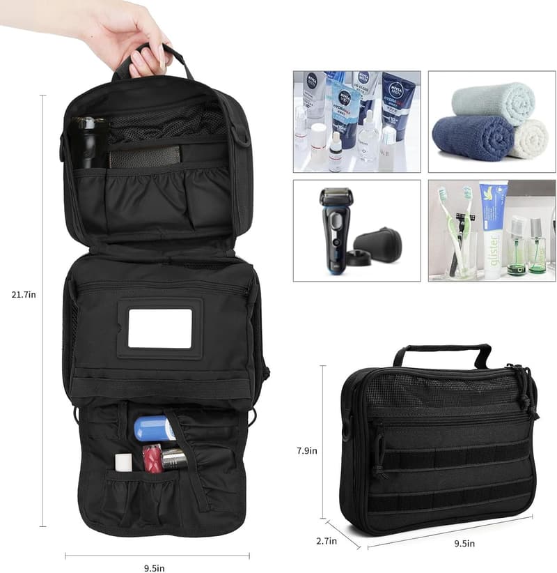 Men's Tactical Hanging Toiletry Bag - Durable Travel Organizer