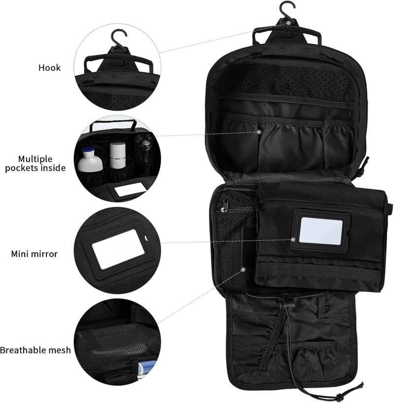 Men's Tactical Hanging Toiletry Bag - Durable Travel Organizer
