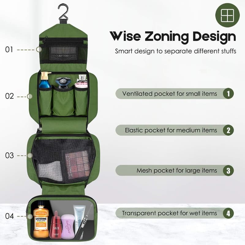 Portable Waterproof Toiletry Bag for Travel and Camping