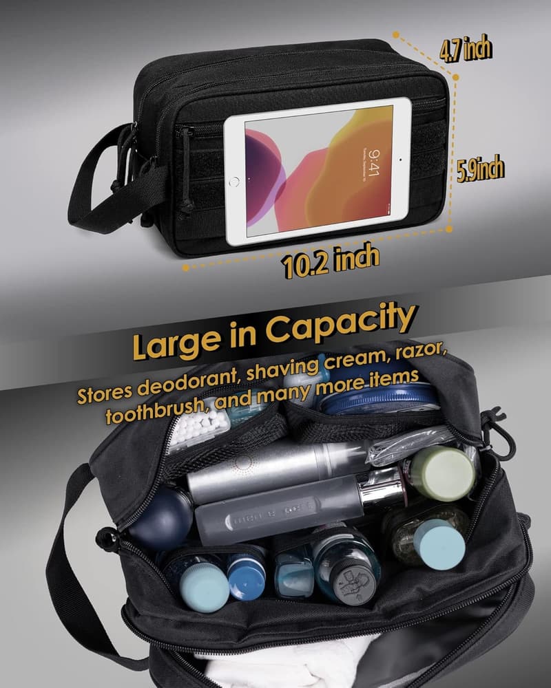 Men's Tactical Molle Toiletry Bag - Water-Resistant Travel Kit
