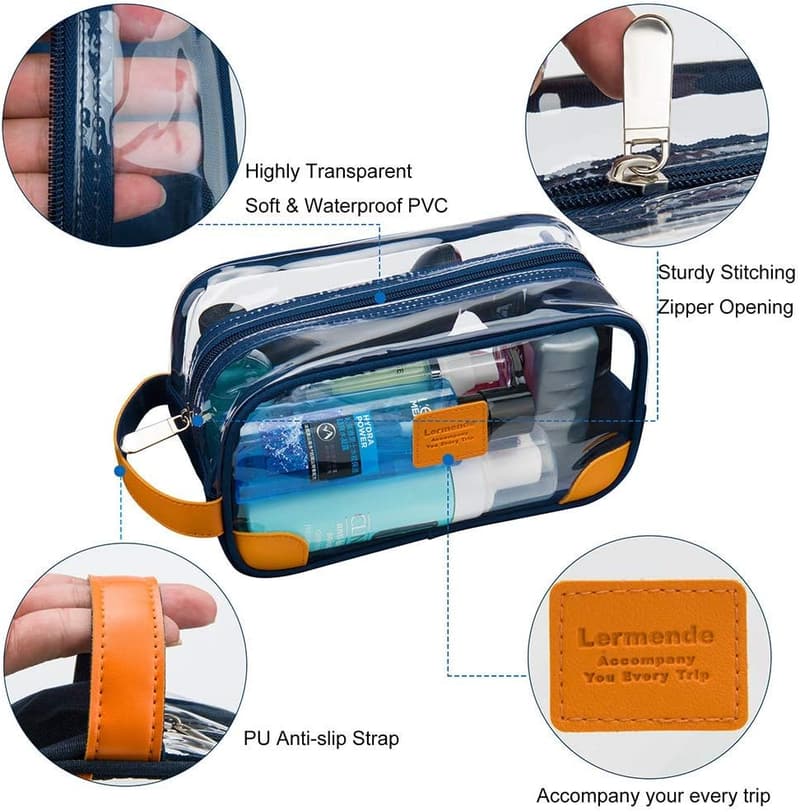 Clear Travel Dopp Kit for Men & Women with Hand Strap