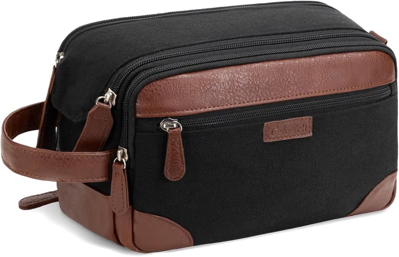 Men's Canvas Travel Toiletry Bag with Multiple Pockets