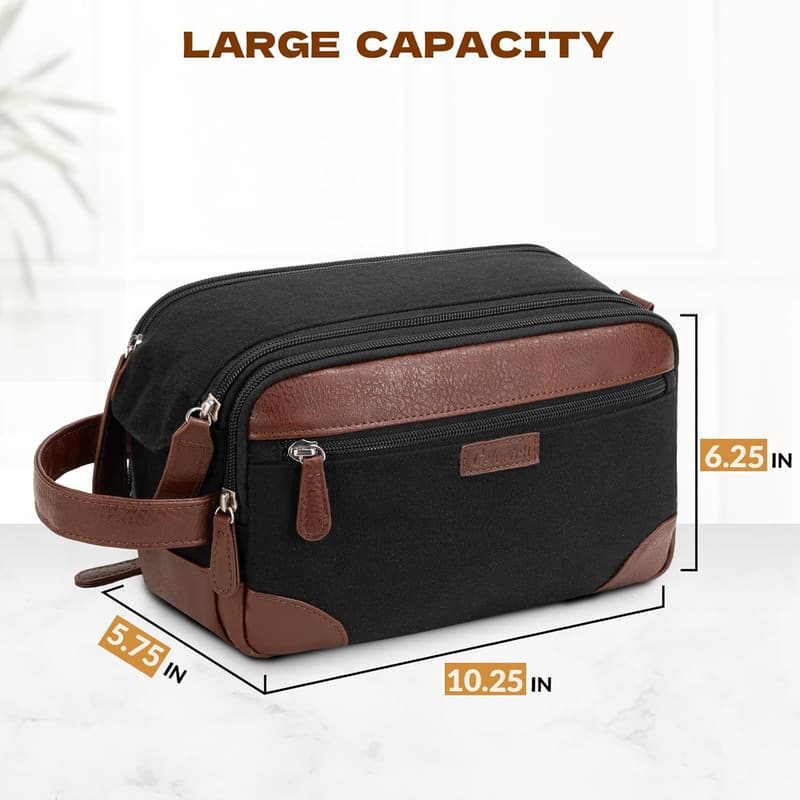 Men's Canvas Travel Toiletry Bag with Multiple Pockets