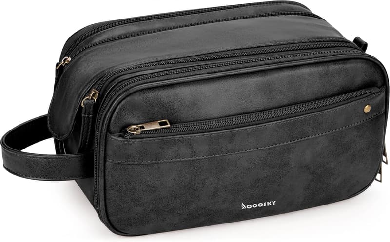 Water-Resistant PU Leather Toiletry Bag for Men and Women