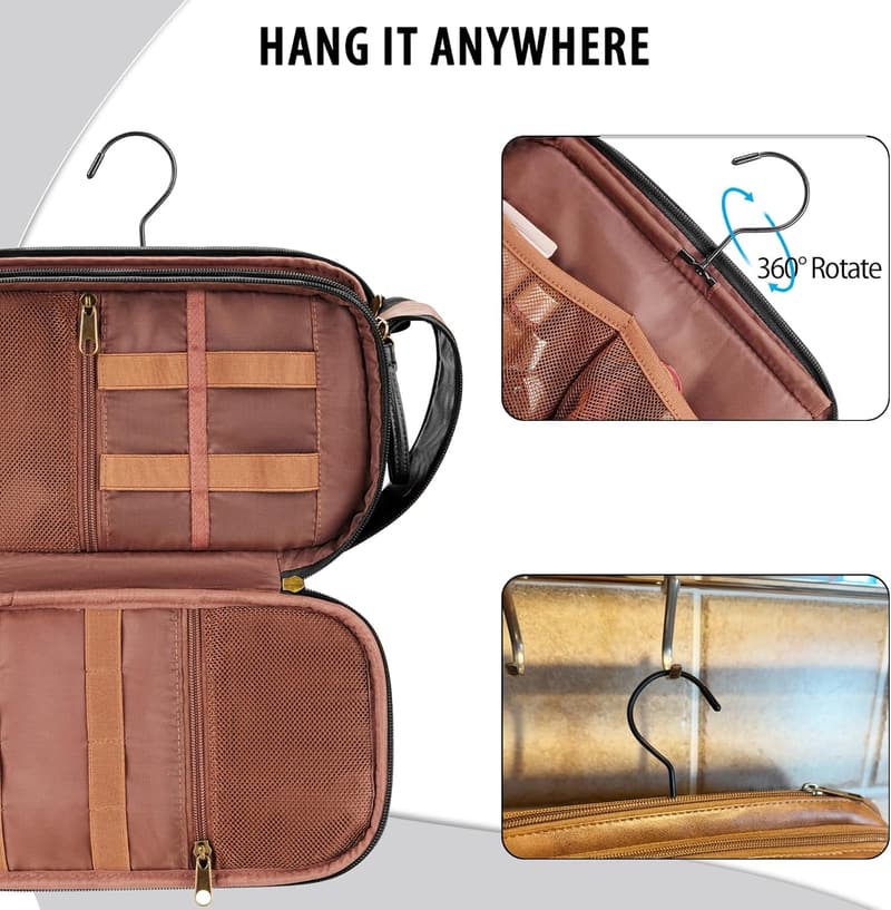 Water-Resistant PU Leather Toiletry Bag for Men and Women