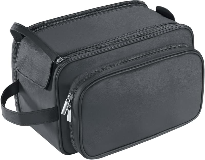 Water-Resistant PU Leather Toiletry Bag for Men