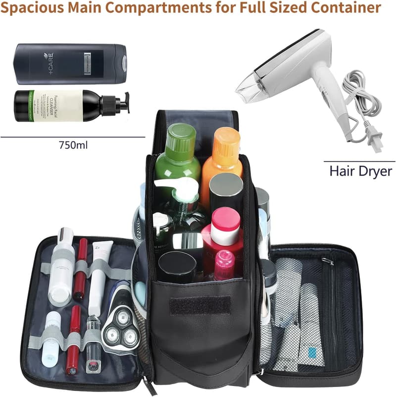 Water-Resistant PU Leather Toiletry Bag for Men