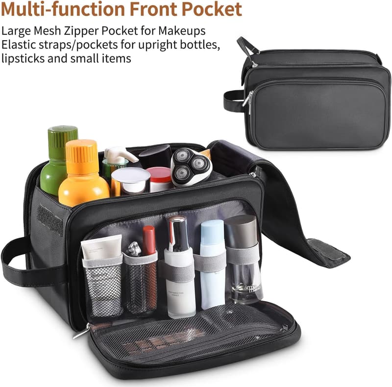 Water-Resistant PU Leather Toiletry Bag for Men