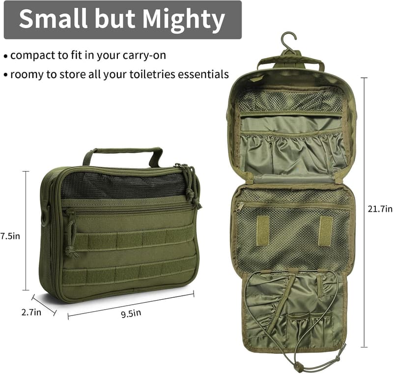Men's Army Green Travel Toiletry Bag Organizer