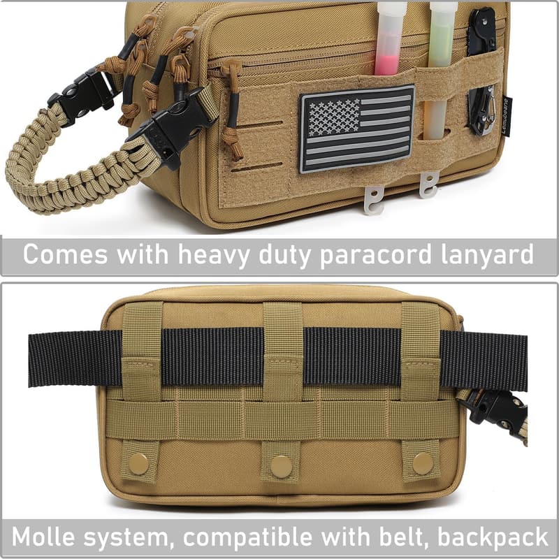 Men's Tactical Dopp Kit - Dry Wet Separate Travel Bag (Khaki)