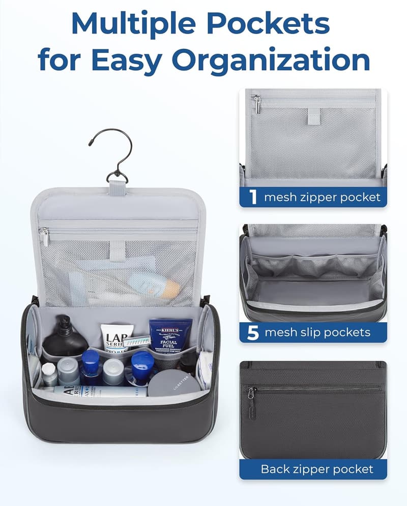 Men's Travel Toiletry Bag - Water Resistant Dopp Kit Organizer