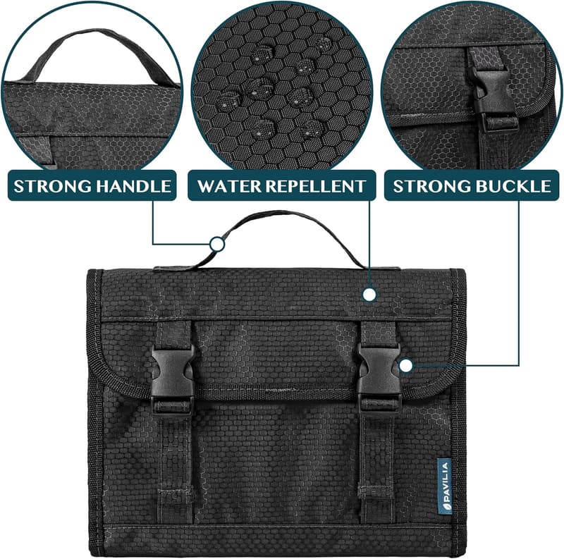 Large Capacity Travel Toiletry Bag for Men & Women - Waterproof Black