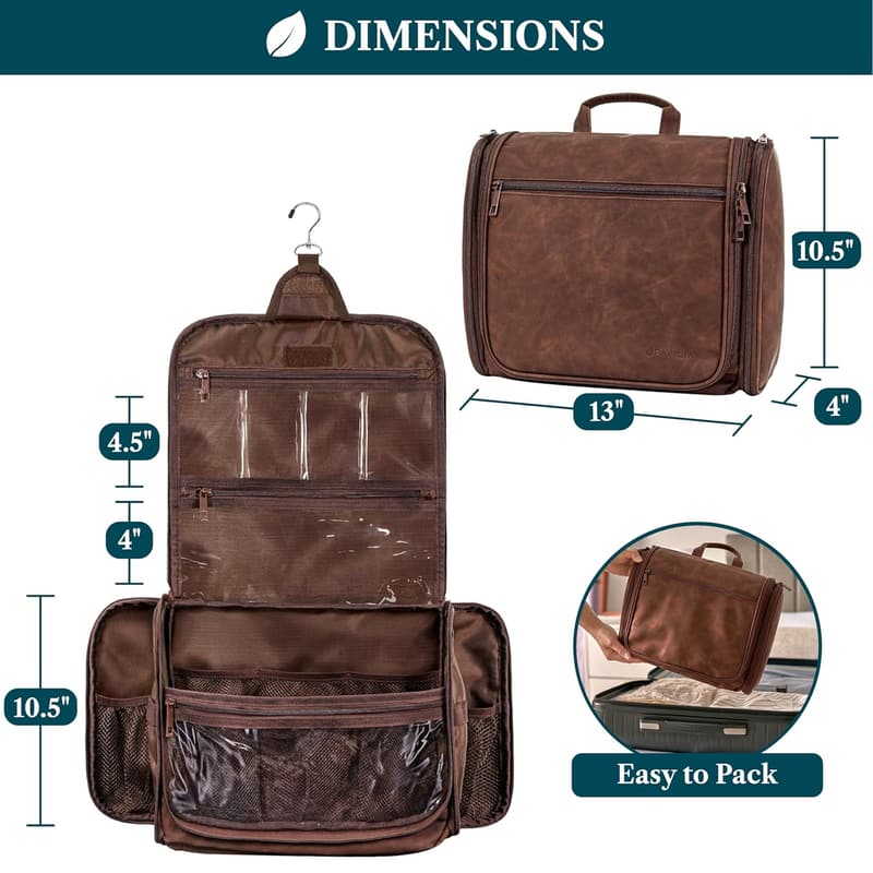 PAVILIA Large Water-Resistant Toiletry Bag for Travel
