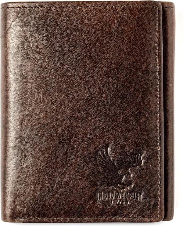 Men's Leather RFID Trifold Wallet with Smart Pocket