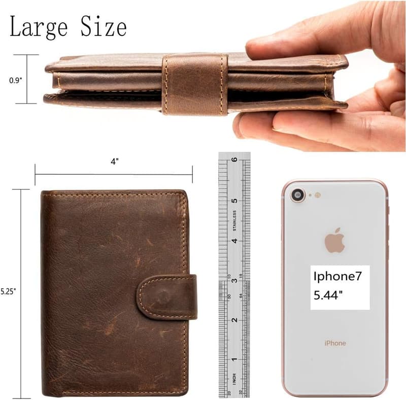 Men's Genuine Leather Trifold Wallet with RFID & 3 ID Windows