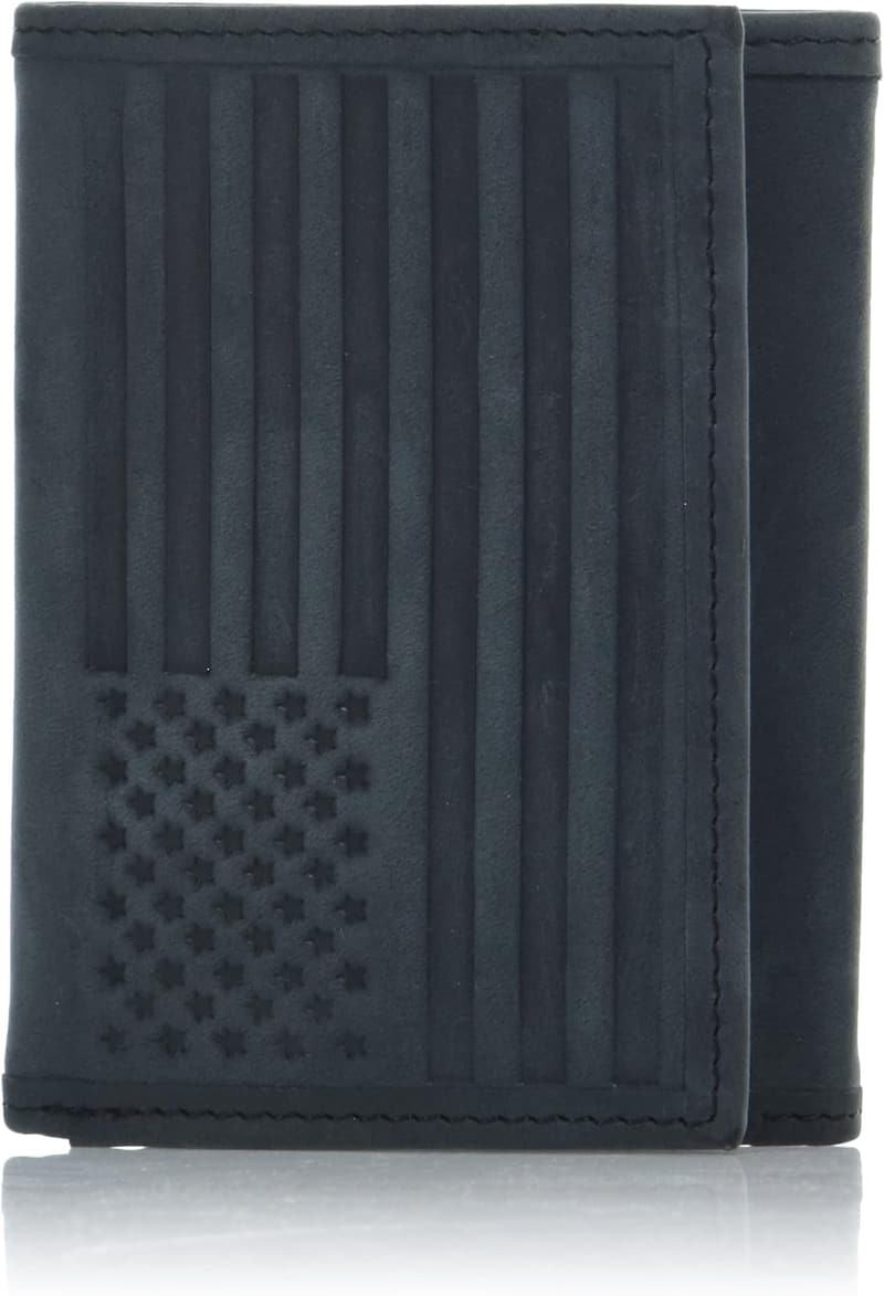 Men's Leather Trifold Wallet with ID Window and Card Slots