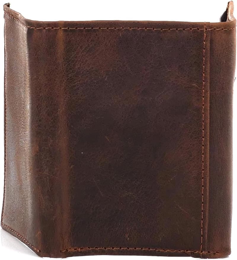 Men's Distressed Leather Trifold Wallet with USA Flag Design